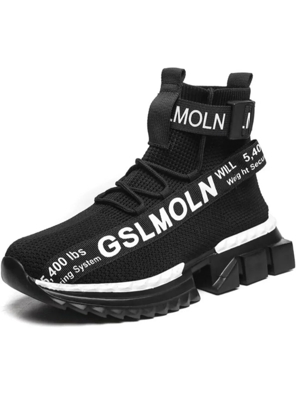 🆕Men's Black High Top Sneakers Breathable Gym Athletic Running Walking Tennis